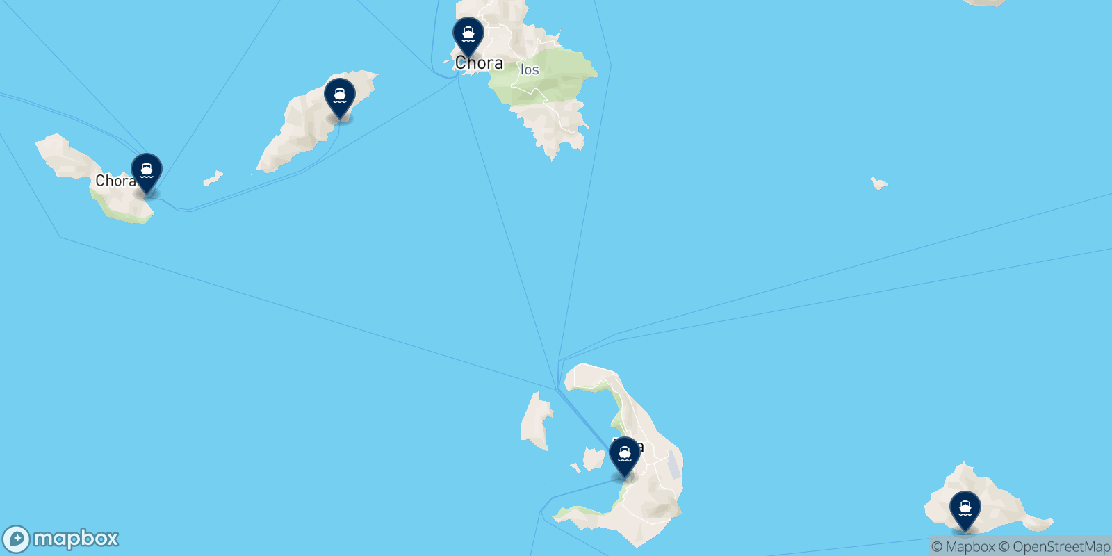 Mapa de los destinos Maistros Santorini