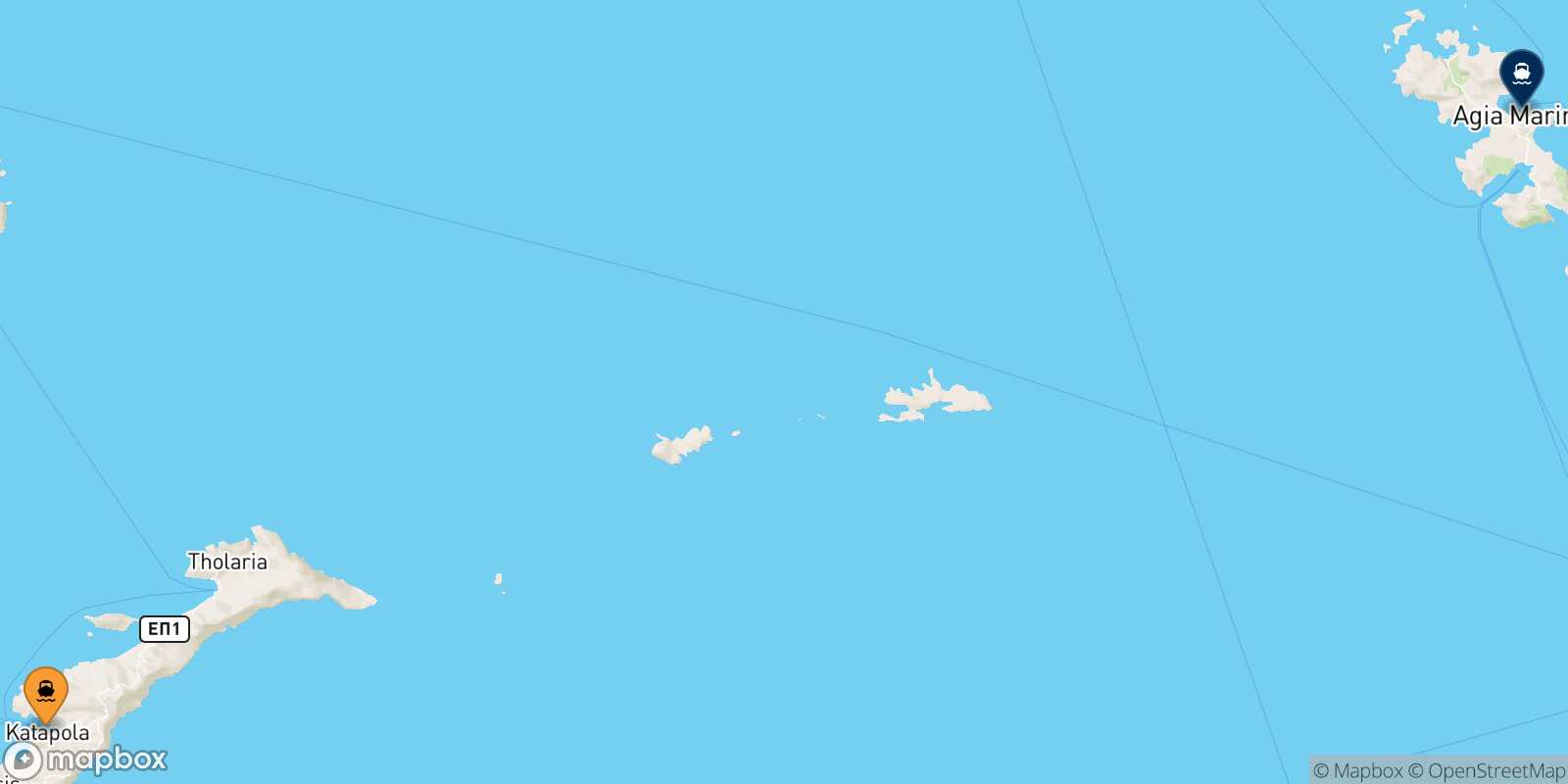 Mapa de la ruta Katapola (Amorgos) Leros