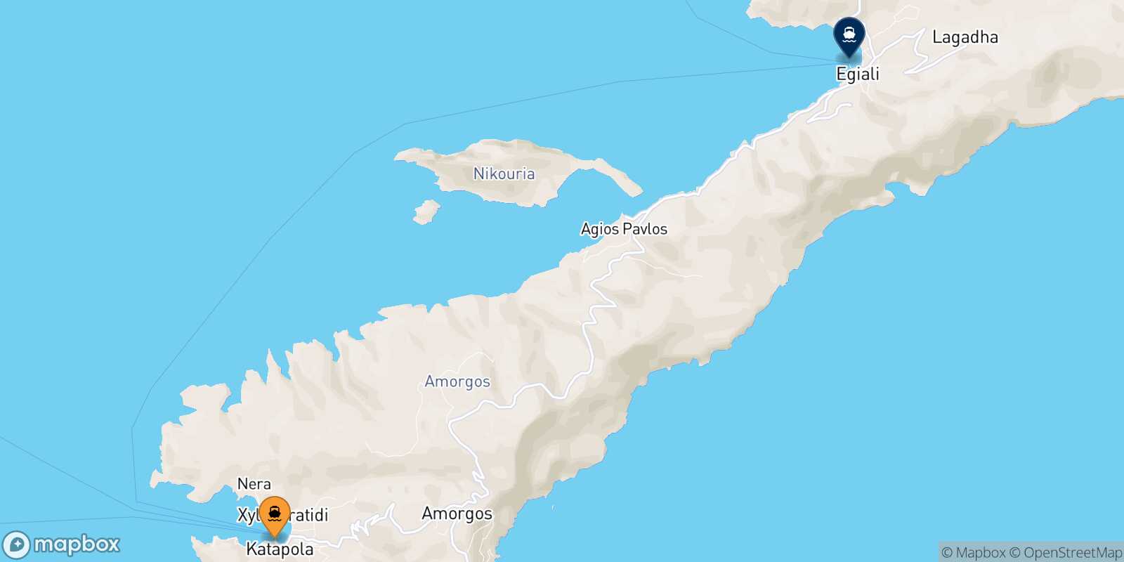 Mapa de la ruta Katapola (Amorgos) Aegiali (Amorgos)