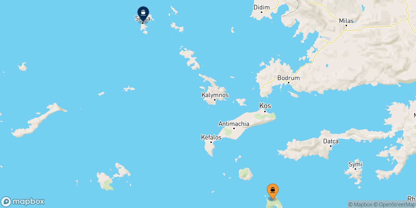 Mapa de la ruta Tilos Patmos