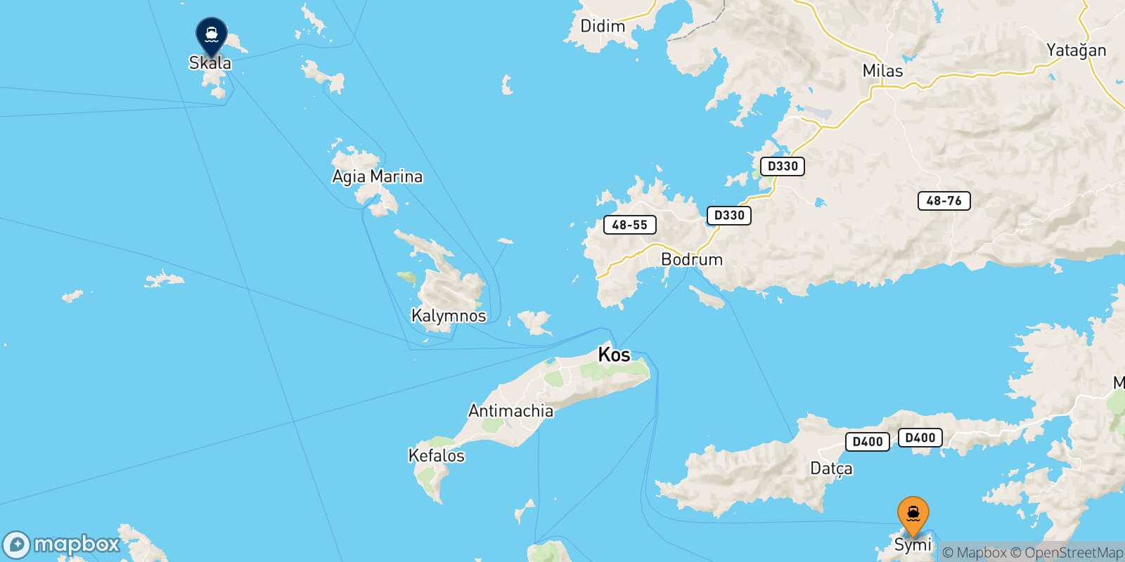 Mapa de la ruta Symi Patmos