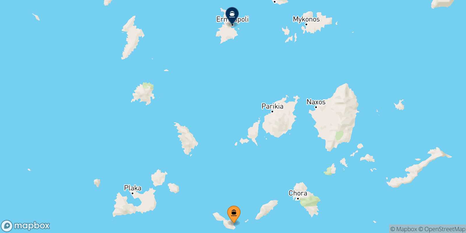 Mapa de la ruta Folegandros Syros