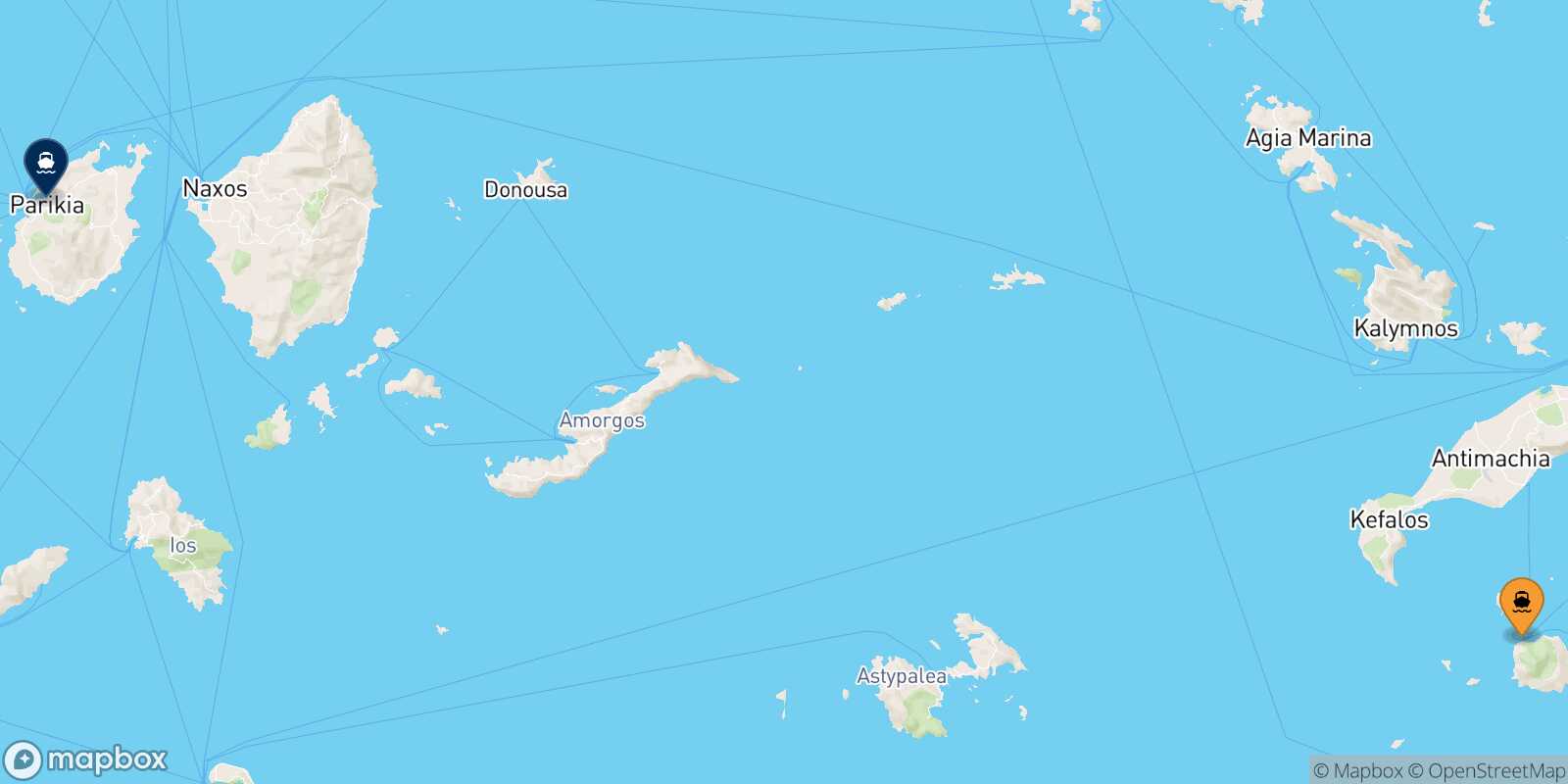 Mapa de la ruta Nisyros Paros