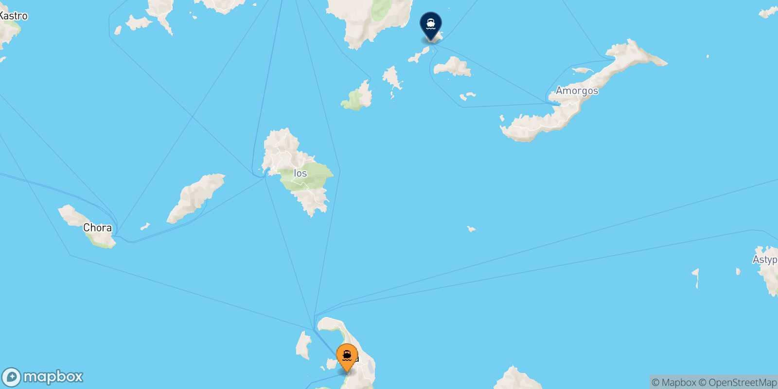 Mapa de la ruta Santorini Koufonissi