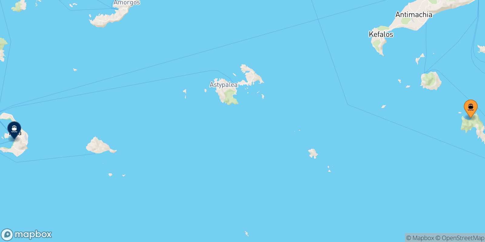 Mapa de la ruta Tilos Santorini