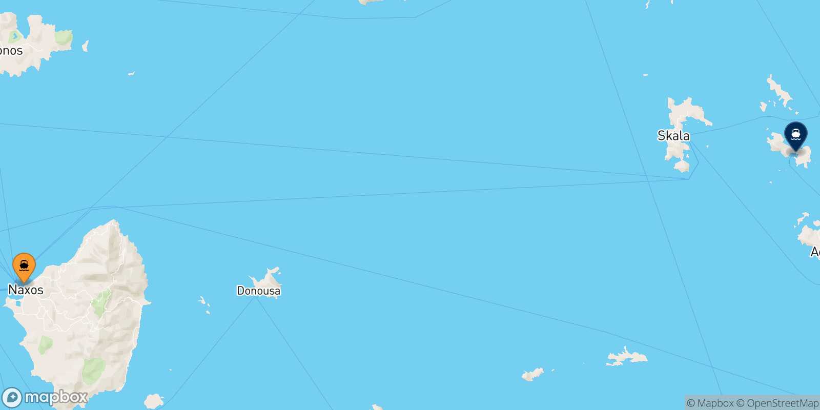 Mapa de la ruta Naxos Lipsi