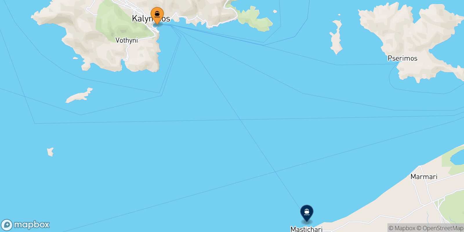 Mapa de la ruta Kalymnos Mastihari (Kos)