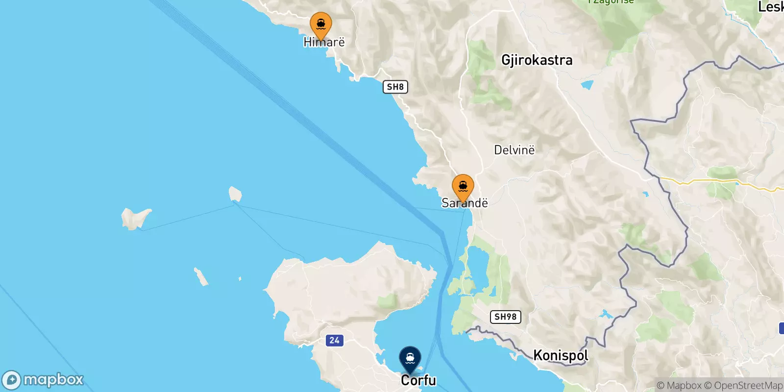 Ferries de Albania a Islas Jonicas