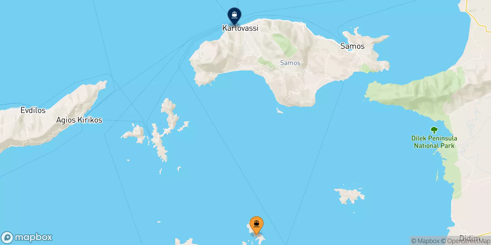 Ferries de Arkyi a Pythagorio (Samos)