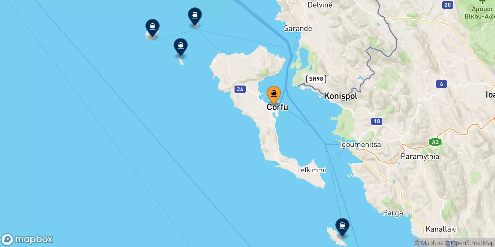 Ferries de Corfu a Islas Jonicas