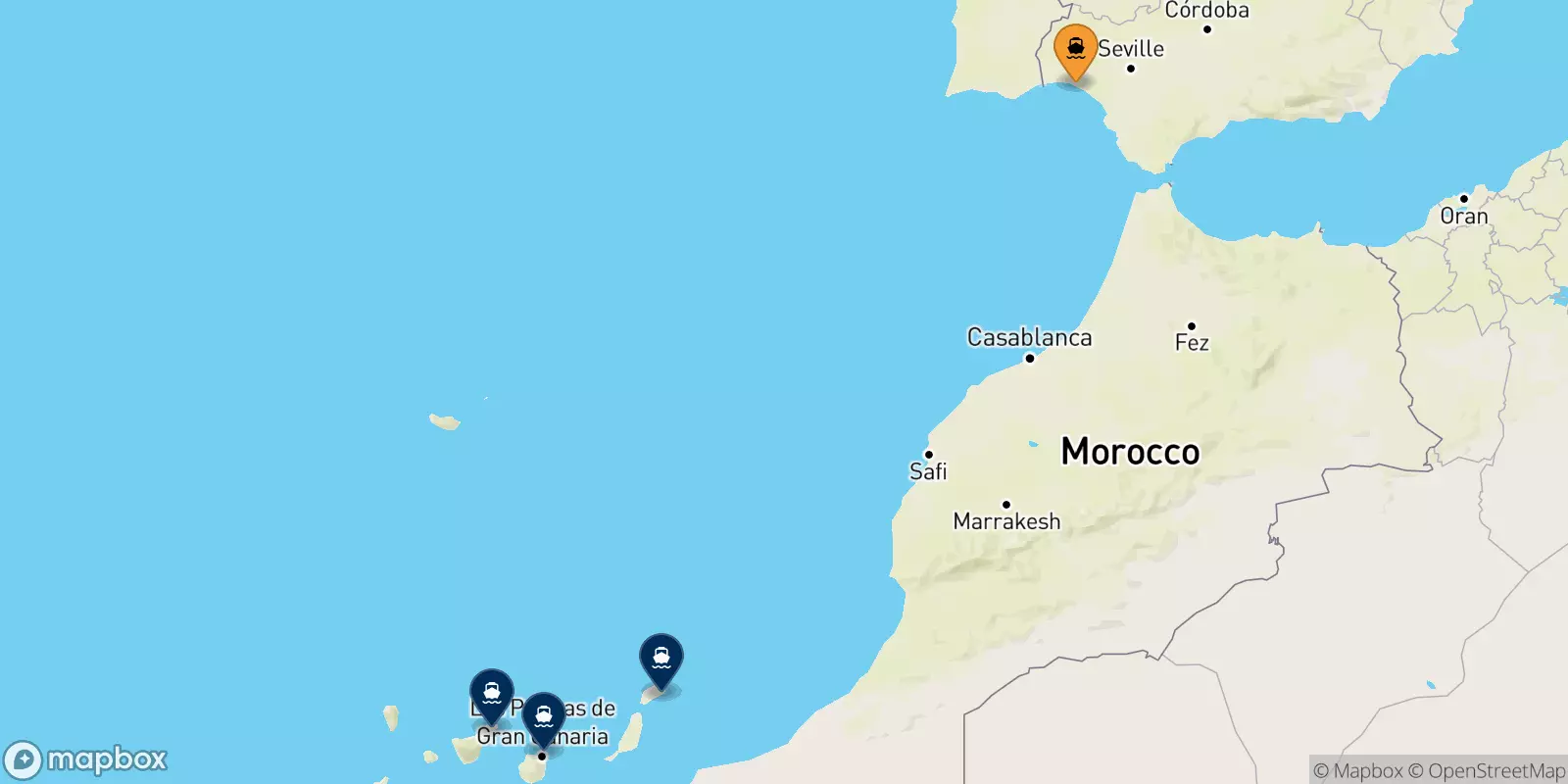 Ferries de Huelva a Islas Canarias