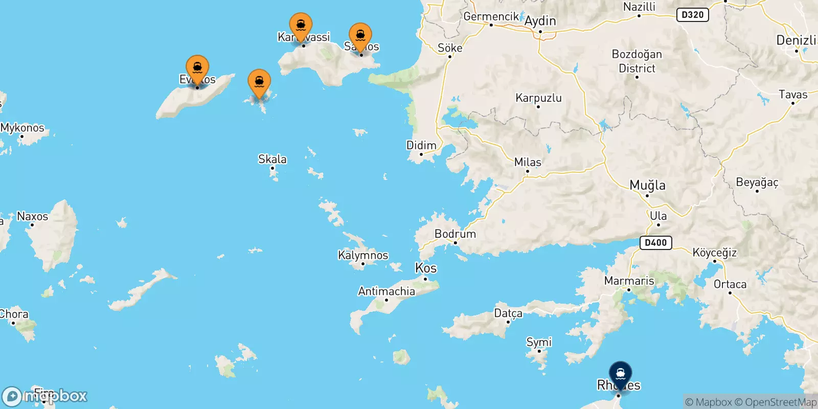 Ferries de Islas Del Egeo a Rodas