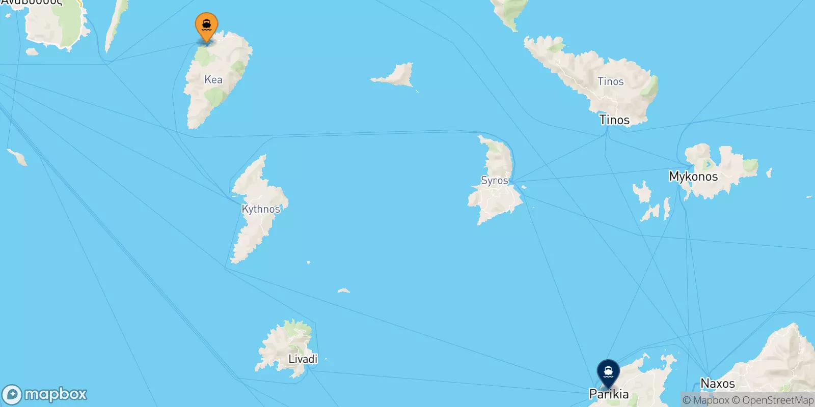 Ferries de Kea a Paros