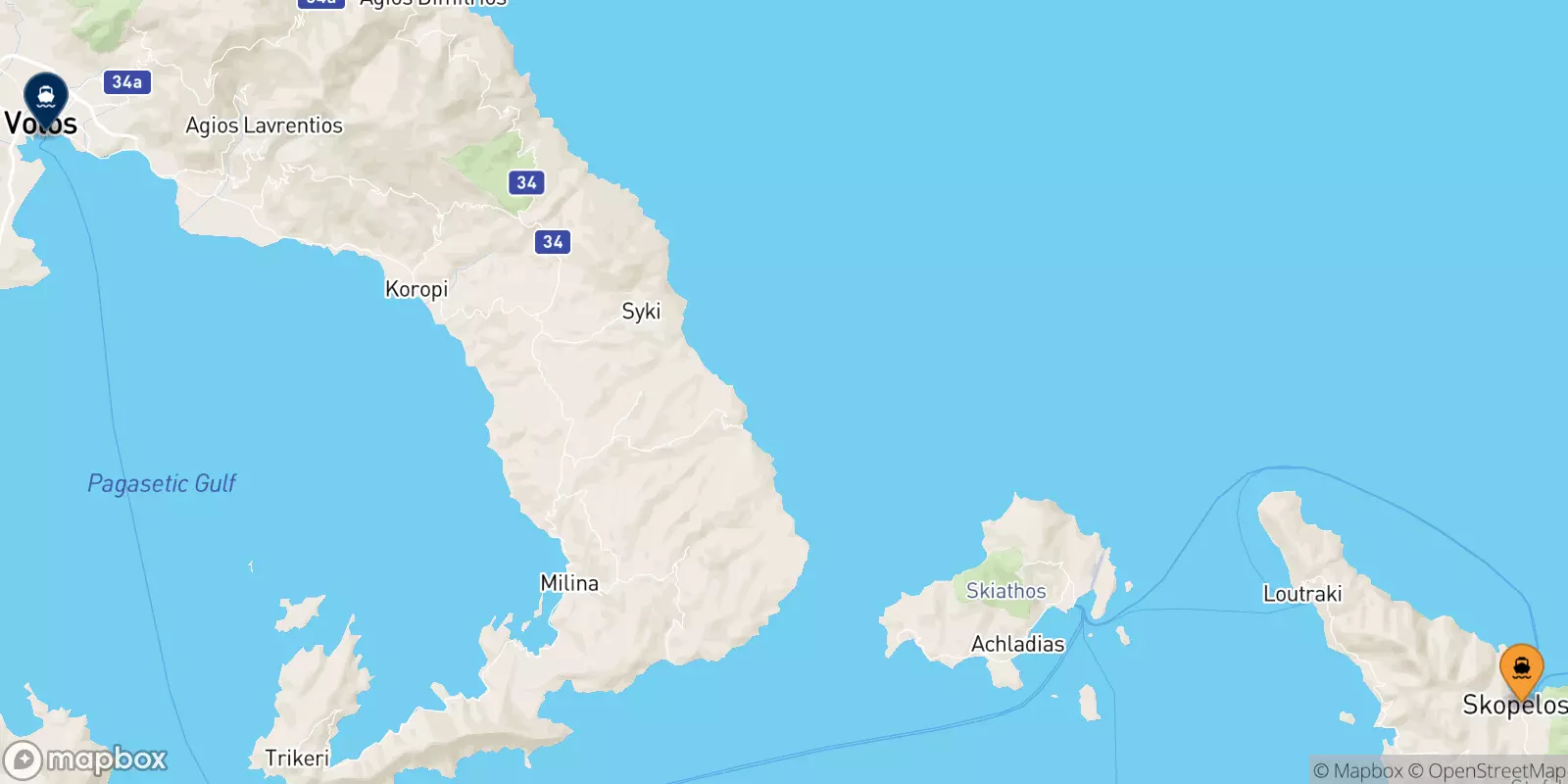 Ferries de Skopelos a Volos