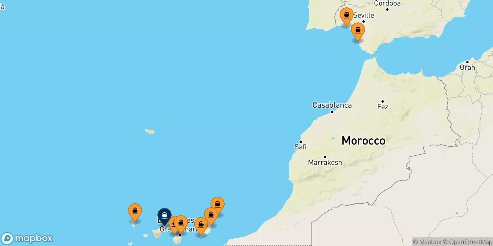 Ferries de España a Santa Cruz De Tenerife