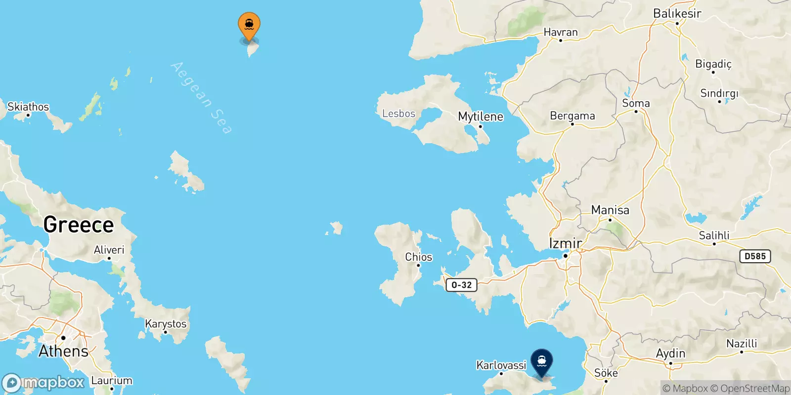 Ferries de Agios Efstratios a Vathi (Samos)