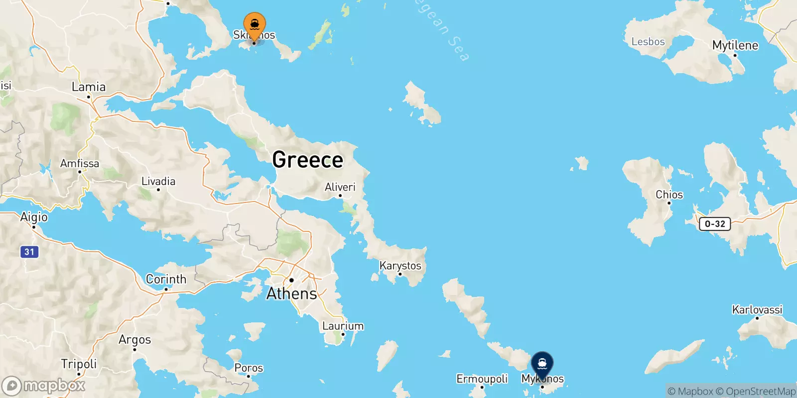 Ferries de Skiathos a Mykonos