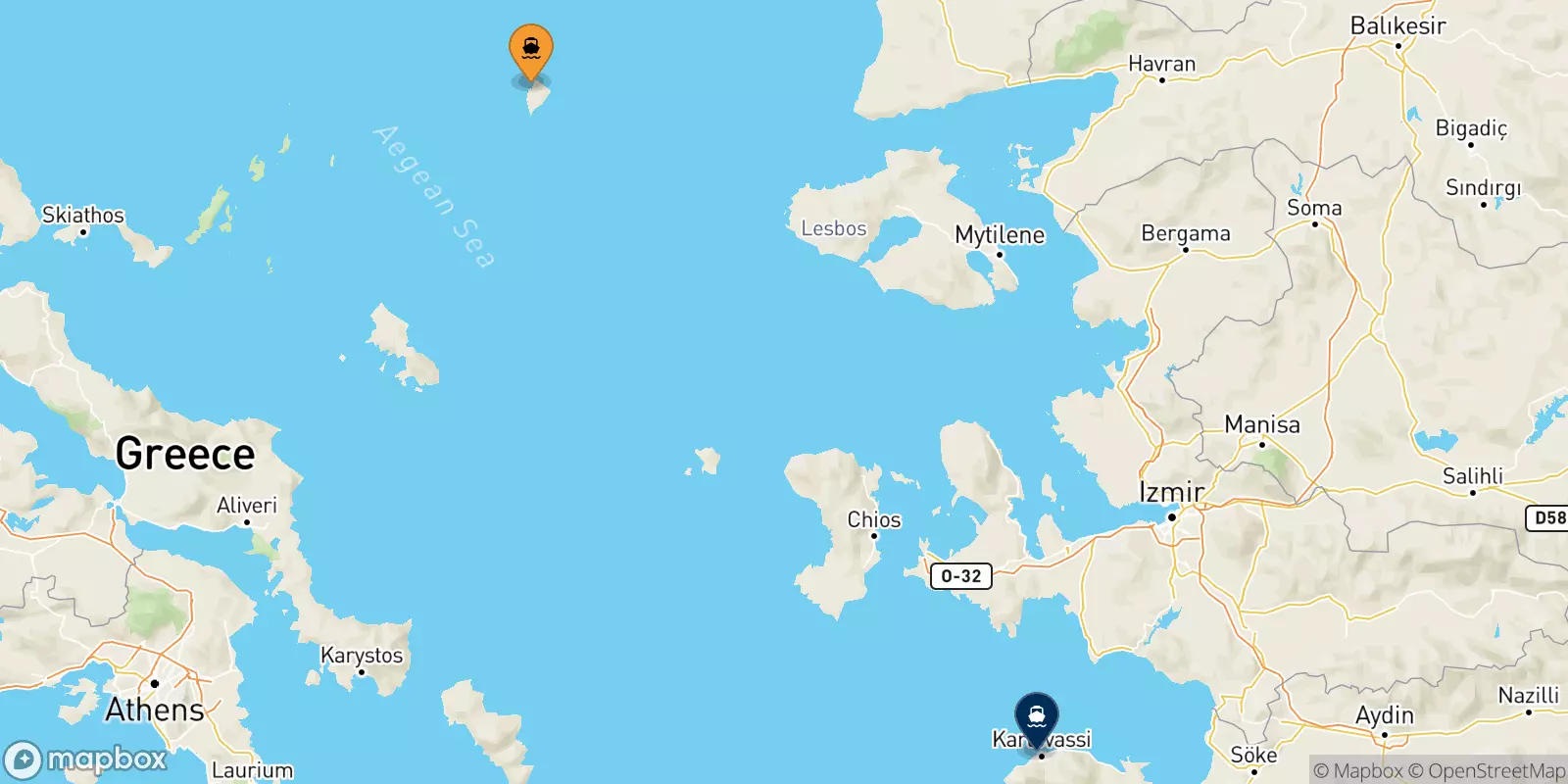 Ferries de Agios Efstratios a Karlovassi (Samos)